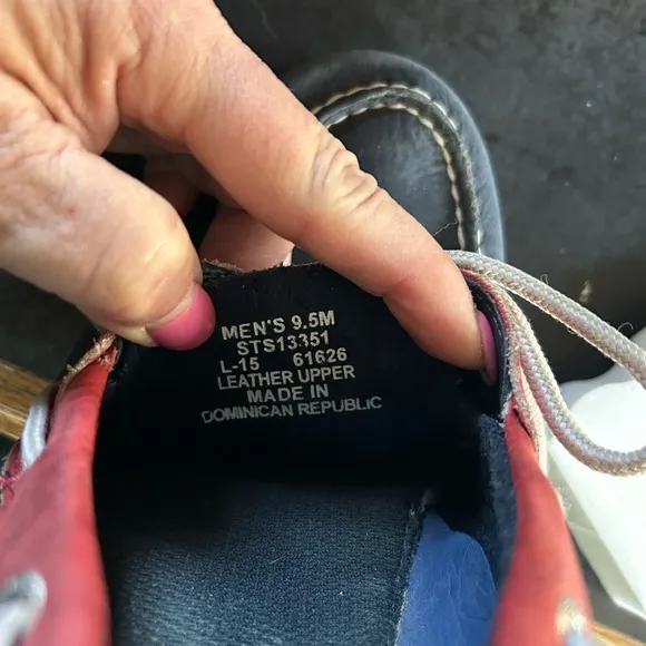 Sperry Top-Sider Two Tone Red &amp; Navy Blue Leather Boat Shoes
