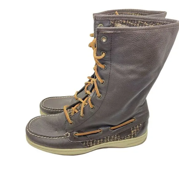 Sperry Top Sider Women's Ladyfish 9173519 Brown Leather Winter Boots Size 7 M