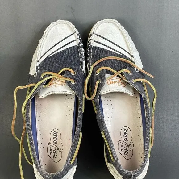 Sperry Top-Spider 2-Eye Hand Painted Rigger Navy/White boat shoes mens size 12