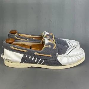 Sperry Top-Spider 2-Eye Hand Painted Rigger Navy/White boat shoes mens size 12