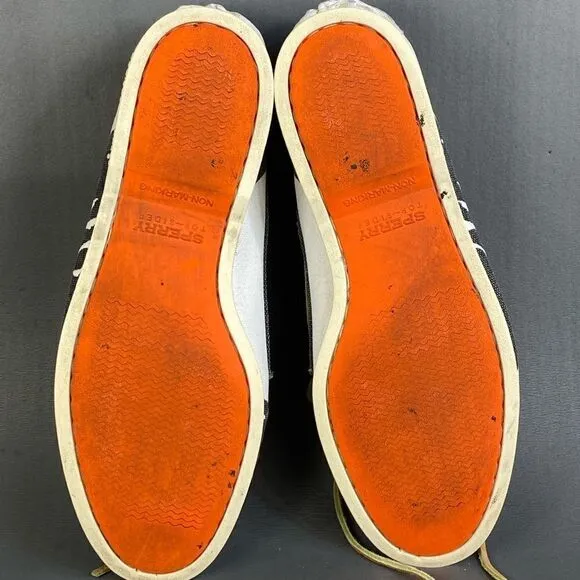 Sperry Top-Spider 2-Eye Hand Painted Rigger Navy/White boat shoes mens size 12