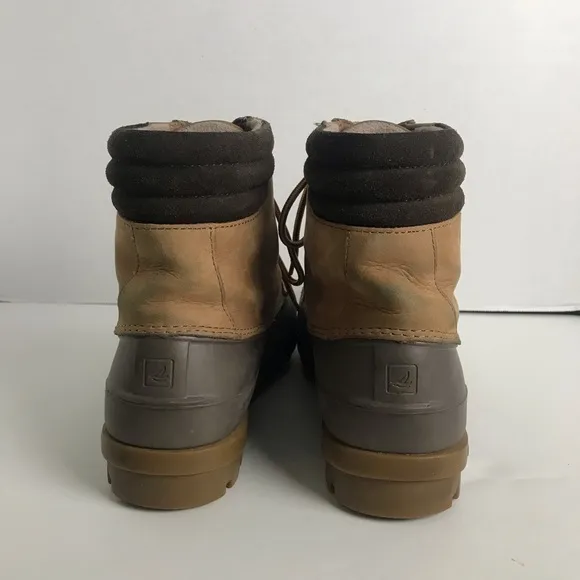 Sperry Topsider Brown Leather Waterproof Lace Up Duck Boots Mens Sz 10 Outdoor