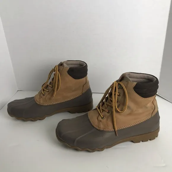 Sperry Topsider Brown Leather Waterproof Lace Up Duck Boots Mens Sz 10 Outdoor
