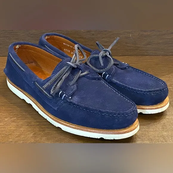 Sperry x Sunspel Men's Authentic Original 2-Eye Navy Suede Boat Shoes — Size 10