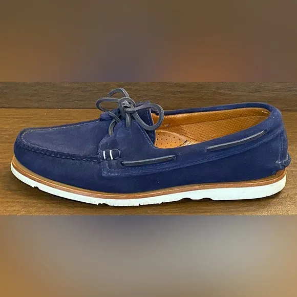 Sperry x Sunspel Men's Authentic Original 2-Eye Navy Suede Boat Shoes — Size 10