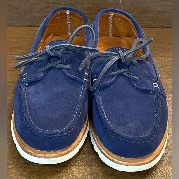 Sperry x Sunspel Men's Authentic Original 2-Eye Navy Suede Boat Shoes — Size 10