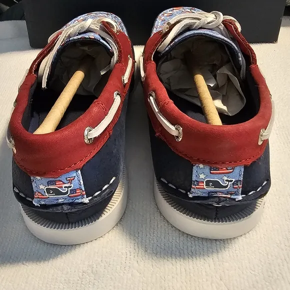 Sperry x Vineyard Vines Boat Shoes Sperry Deck Shoes Red White Blue Boy Size 2 M