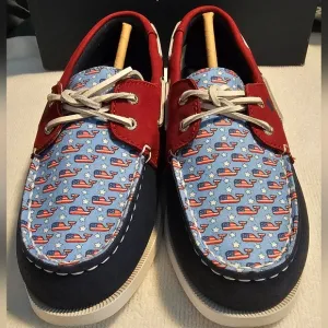 Sperry x Vineyard Vines Boat Shoes Sperry Deck Shoes Red White Blue Boy Size 2 M