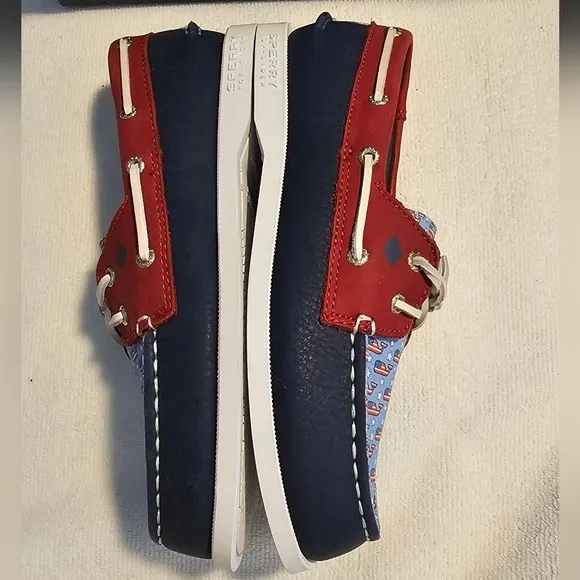 Sperry x Vineyard Vines Boat Shoes Sperry Deck Shoes Red White Blue Boy Size 2 M
