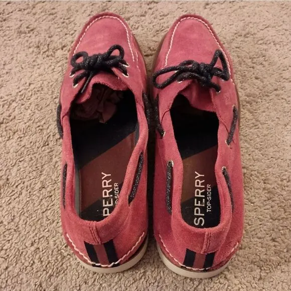 Sperry Men's Leeward 2-Eye Red Suede Boat Shoes Men Size 14 PRE-OWNED