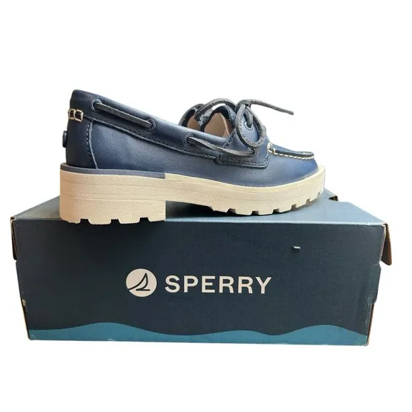 Sperry’s Chunky Lug Boat 2 Eye Leather Navy Women’s Shoes Size 6
