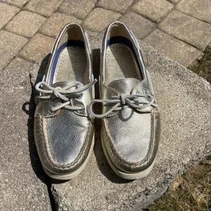 SPERRY~TOP SIDER~METALLIC FINISH~J CREW~AUTHENTIC ORIGINAL~SLIP ON~BOAT SHOES~BR