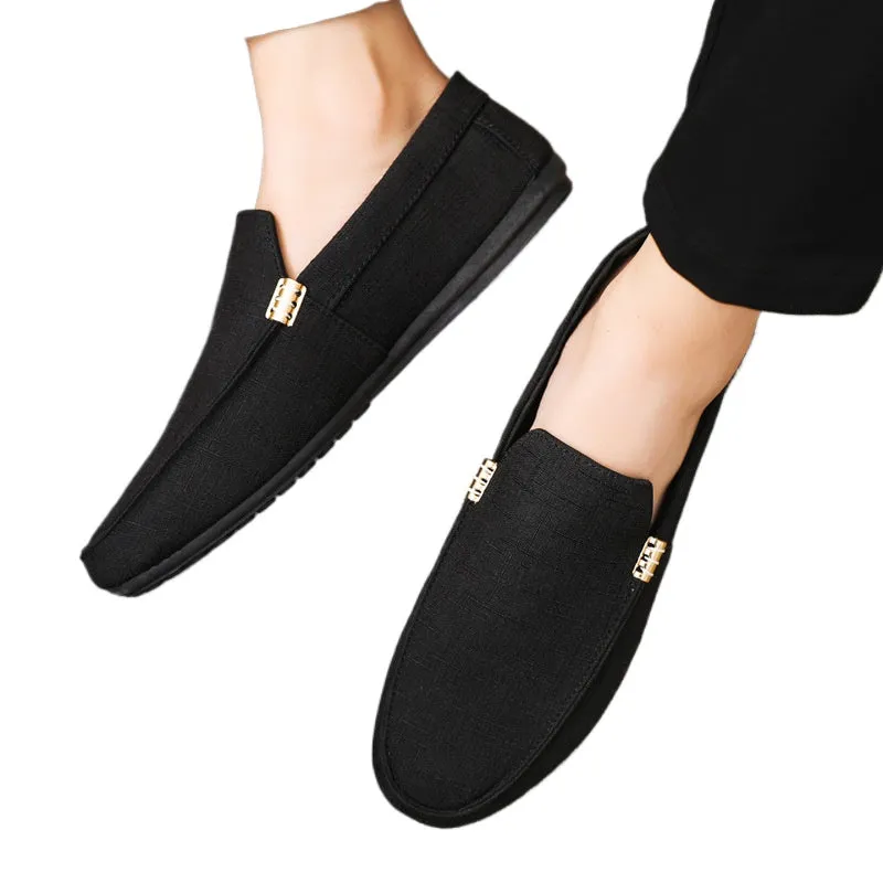 Spring and summer casual shoes trendy shoes men's foot-fitting Doudou shoes men's lazy shoes foot-fitting trend one-pedal men's shoes cloth shoes