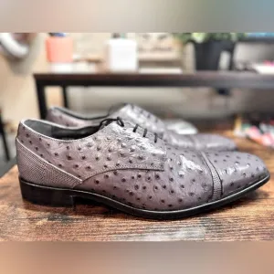 Stacy Adams Amori Ostrich Quill Oxford Gray Toe Leather Shoes size 12