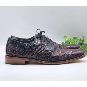 Stacy Adams Garelli Shoes Men's 9W Black Red Oxfords Leather Gator Print 25116