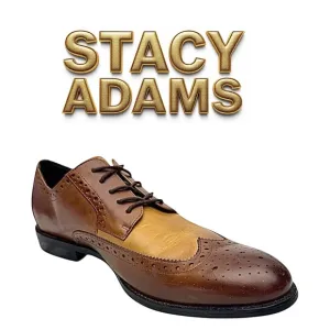 Stacy Adams Mens GARRISON Spectator Cognac Leather Wingtip Oxford Size 12 M
