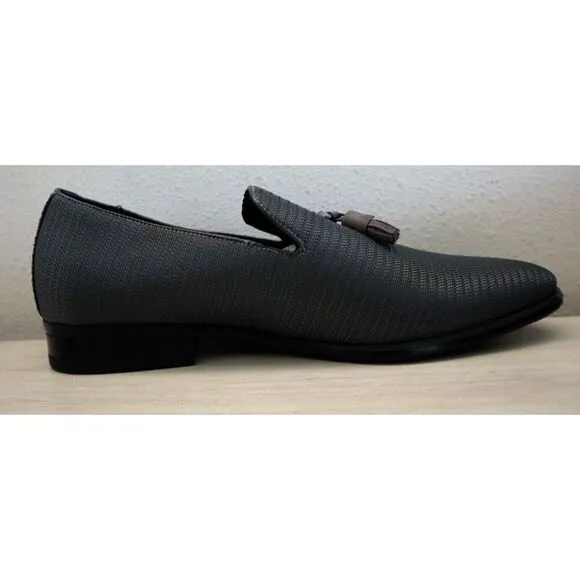 Stacy Adams 25343 Men Sz 9W Gray Tazewell Plain Toe Tassel Slip-On Loafers SIB