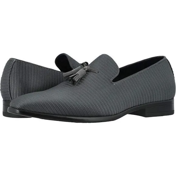 Stacy Adams 25343 Men Sz 9W Gray Tazewell Plain Toe Tassel Slip-On Loafers SIB
