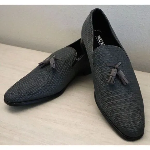 Stacy Adams 25343 Men Sz 9W Gray Tazewell Plain Toe Tassel Slip-On Loafers SIB