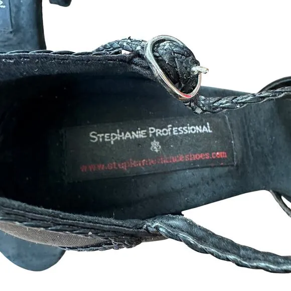 Stephanie Professional Ballroom dancing shoes 3&quot; heel black suede satin 7