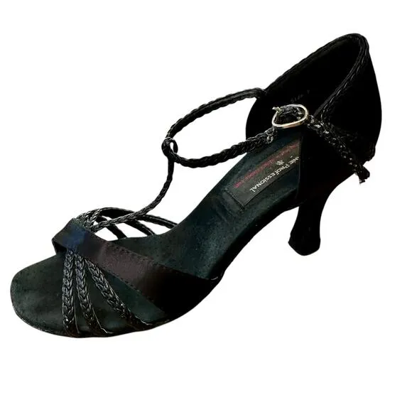 Stephanie Professional Ballroom dancing shoes 3&quot; heel black suede satin 7