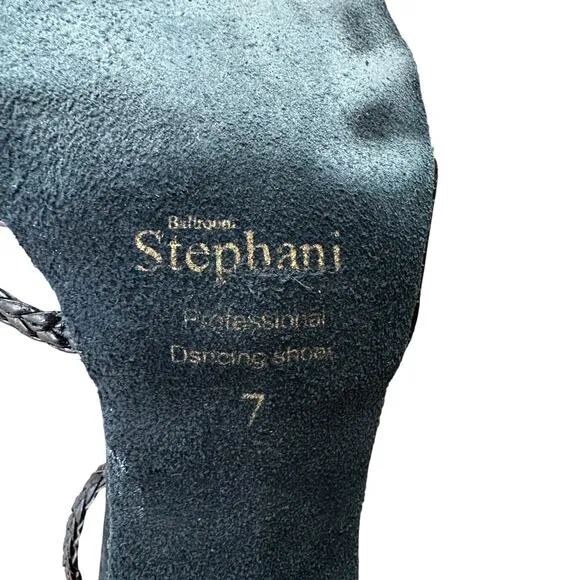 Stephanie Professional Ballroom dancing shoes 3&quot; heel black suede satin 7