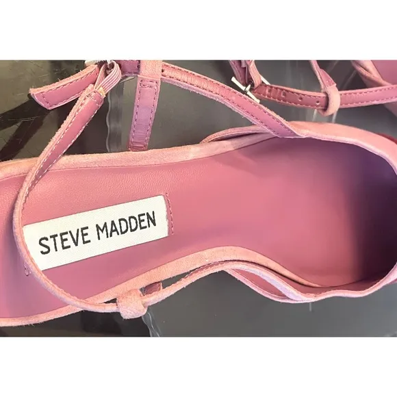 Steve Madden Belinda Pink Suede Stylish Pink and Red Women's Flats NEW SZ 8.5