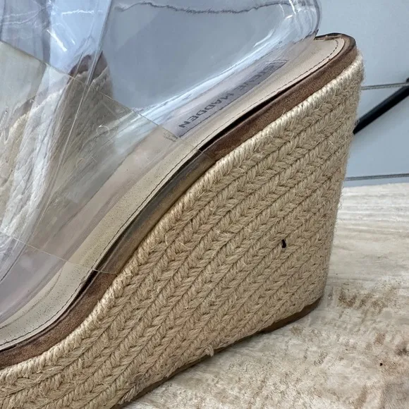 Steve Madden clear Sunrise Wedge Sandals for Women Wrapped Wedge heel formal 9