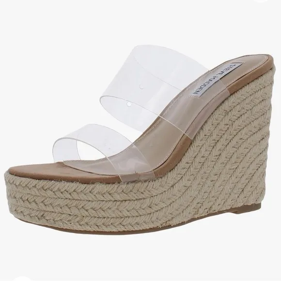 Steve Madden clear Sunrise Wedge Sandals for Women Wrapped Wedge heel formal 9