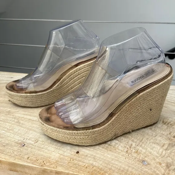 Steve Madden clear Sunrise Wedge Sandals for Women Wrapped Wedge heel formal 9