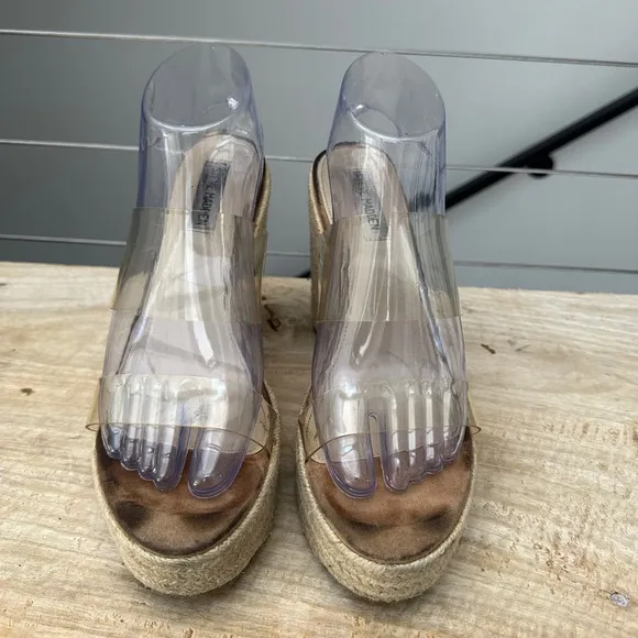 Steve Madden clear Sunrise Wedge Sandals for Women Wrapped Wedge heel formal 9