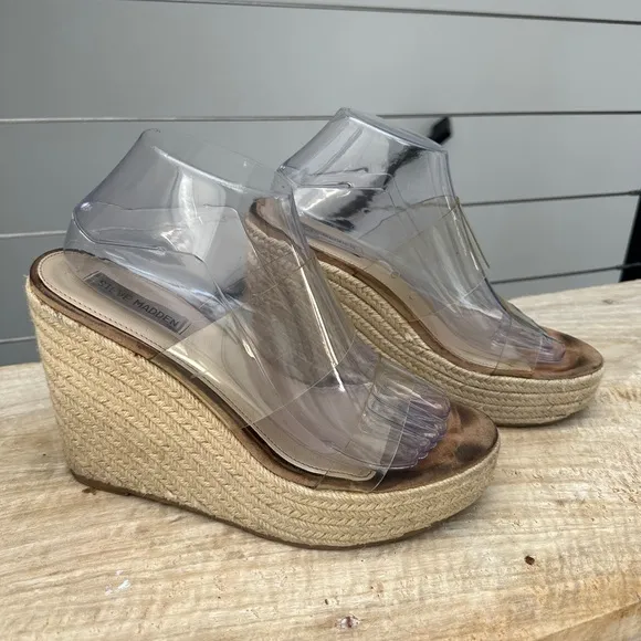 Steve Madden clear Sunrise Wedge Sandals for Women Wrapped Wedge heel formal 9