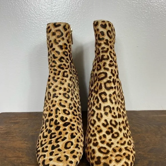 Steve Madden “Pixie” leather calf hair leopard print booties