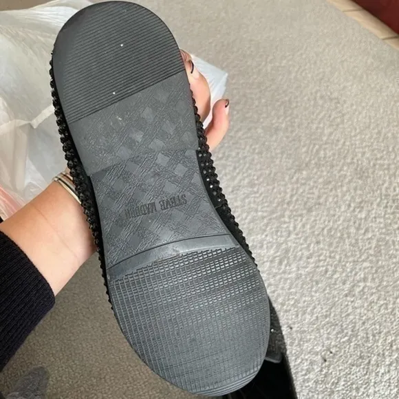 Steve Madden Rhinestone Flat Size 11 CAVIARR BLACk