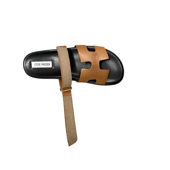 Steve Madden Women's Velcro Closure Slide Sandals Brown Size 9.5 Casual