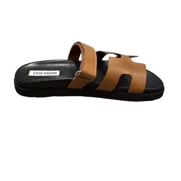 Steve Madden Women's Velcro Closure Slide Sandals Brown Size 9.5 Casual