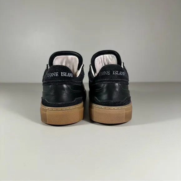 Stone Island by DIEMME Black Leather Gum Low Sneakers