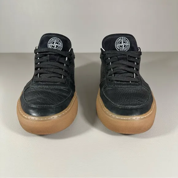 Stone Island by DIEMME Black Leather Gum Low Sneakers