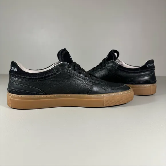 Stone Island by DIEMME Black Leather Gum Low Sneakers
