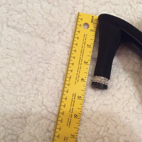 Stuart Weitzman black satin peep toes w/ diamond