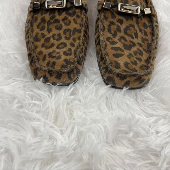 Stuart Weitzman Jeweled Leopard Print Suede Loafers