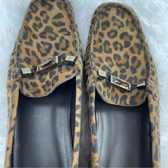 Stuart Weitzman Jeweled Leopard Print Suede Loafers
