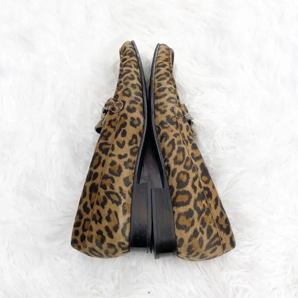 Stuart Weitzman Jeweled Leopard Print Suede Loafers