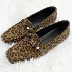 Stuart Weitzman Jeweled Leopard Print Suede Loafers