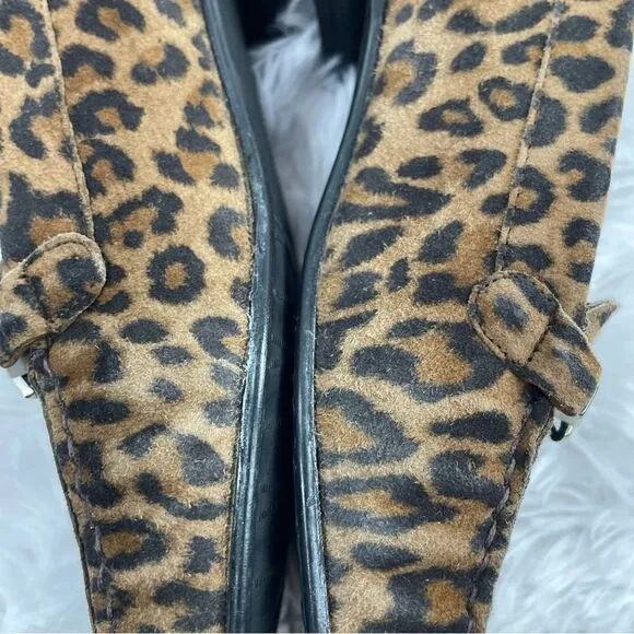 Stuart Weitzman Jeweled Leopard Print Suede Loafers
