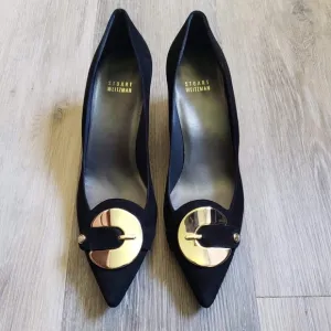 STUART WEITZMAN SUEDE BUCKLE SHOES
