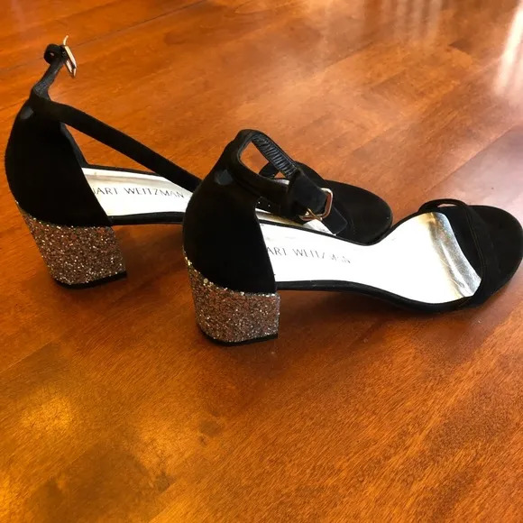 Stuart Weitzman Suede Glitter Sandals. Size 8.5.