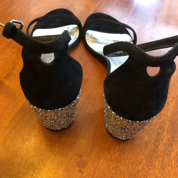Stuart Weitzman Suede Glitter Sandals. Size 8.5.