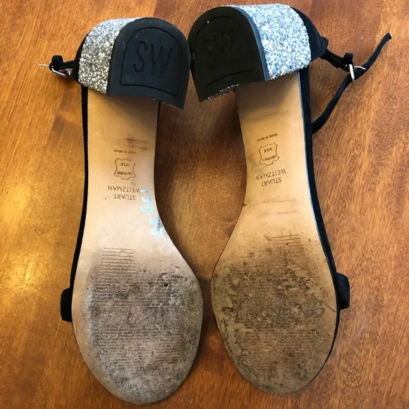 Stuart Weitzman Suede Glitter Sandals. Size 8.5.