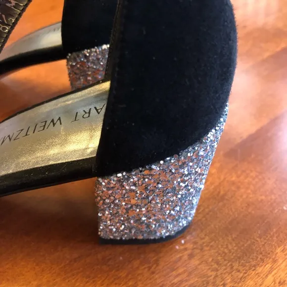 Stuart Weitzman Suede Glitter Sandals. Size 8.5.